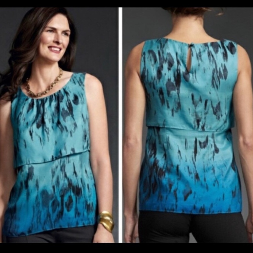 CAbi Brushstroke Tiered Sleeveless Blouse